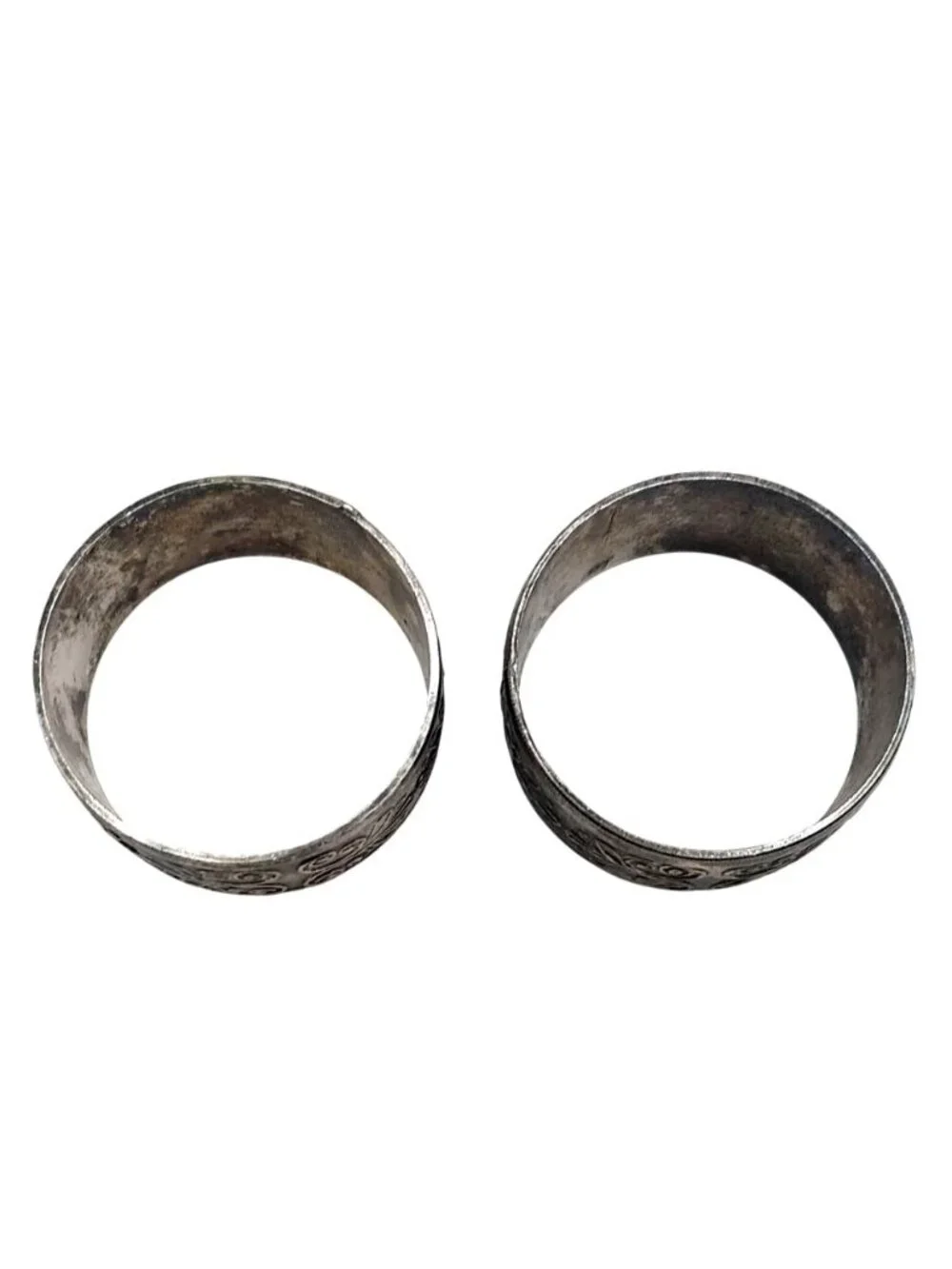 Napkin Rings Silver Plated Embossed Celtic Scroll Victorian Set Of 2 Vintage